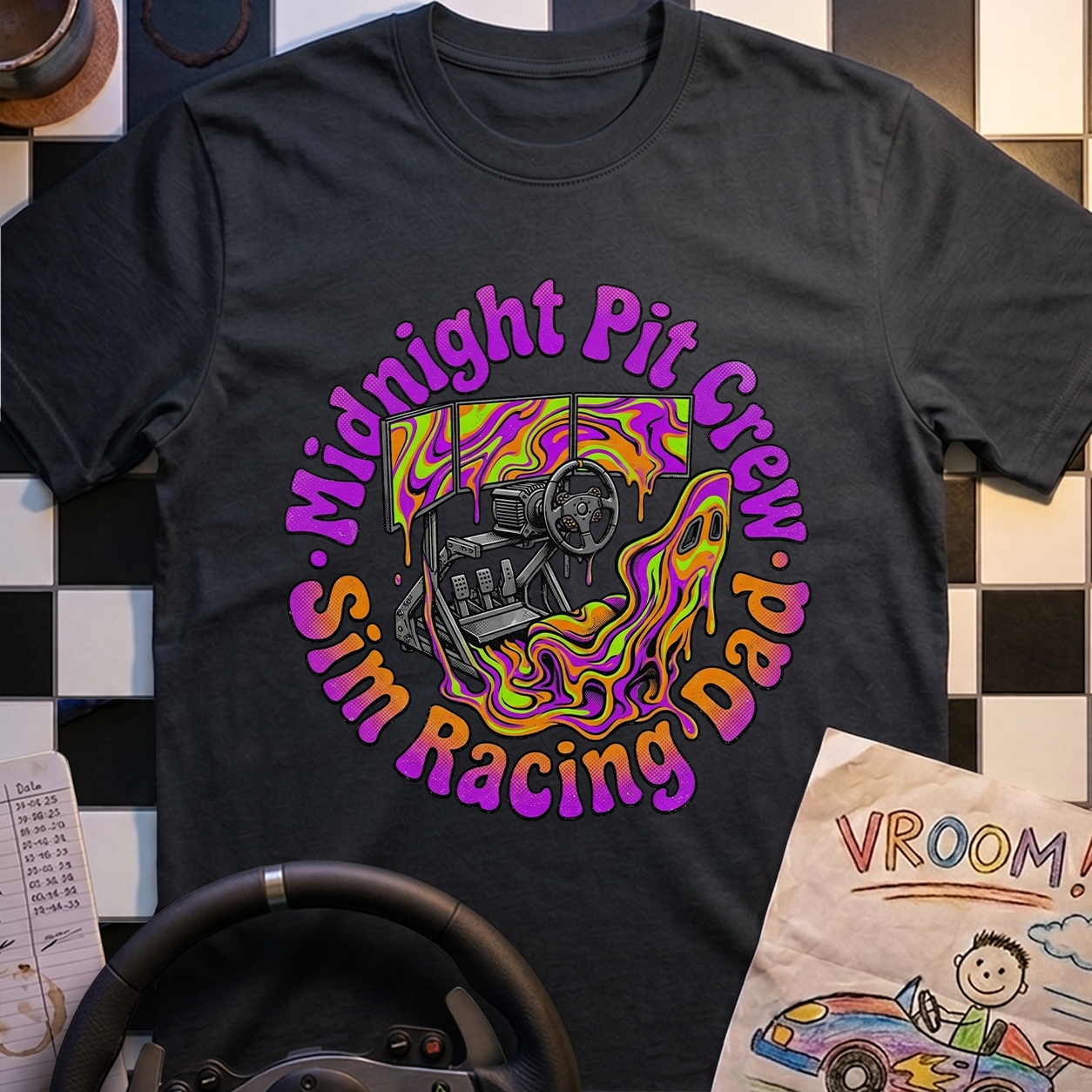 Psychedelic Racing Dad T-Shirt
