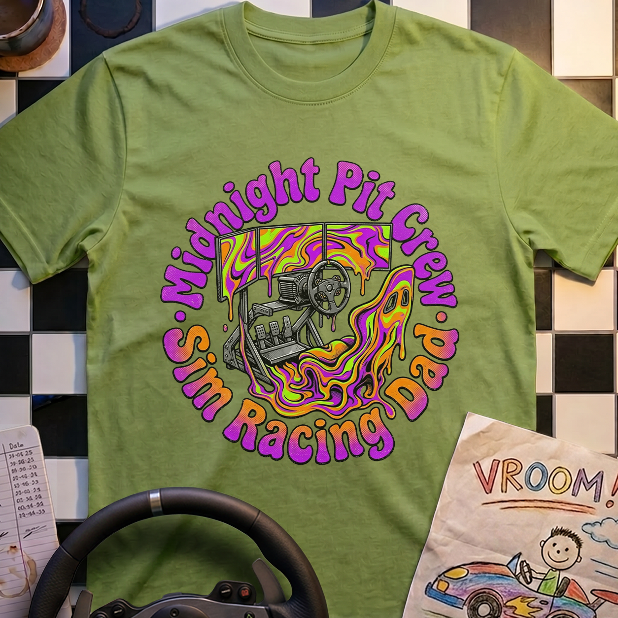 Psychedelic Racing Dad T-Shirt