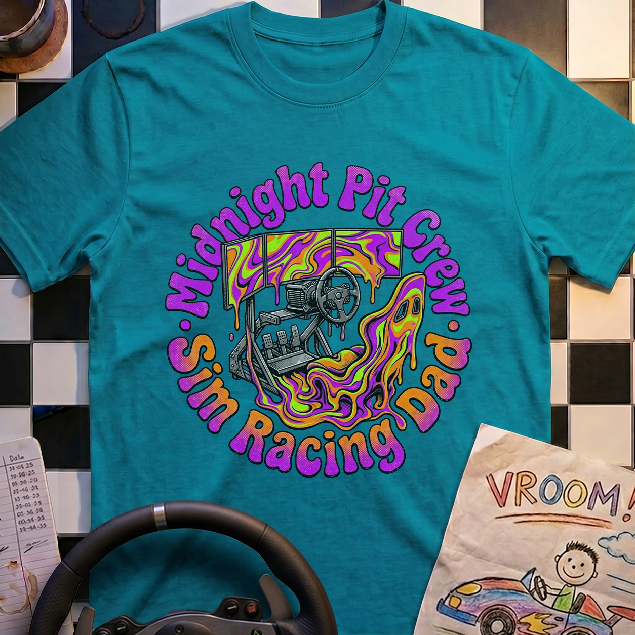 Psychedelic Racing Dad T-Shirt