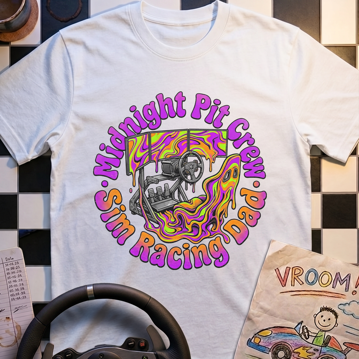 Psychedelic Racing Dad T-Shirt